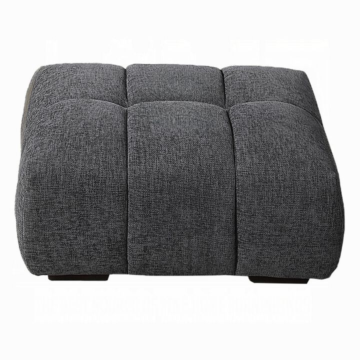 Cloe Modern Ottoman, Tufted Gray Linen Upholstery, 39x26 Solid Wood - Benzara