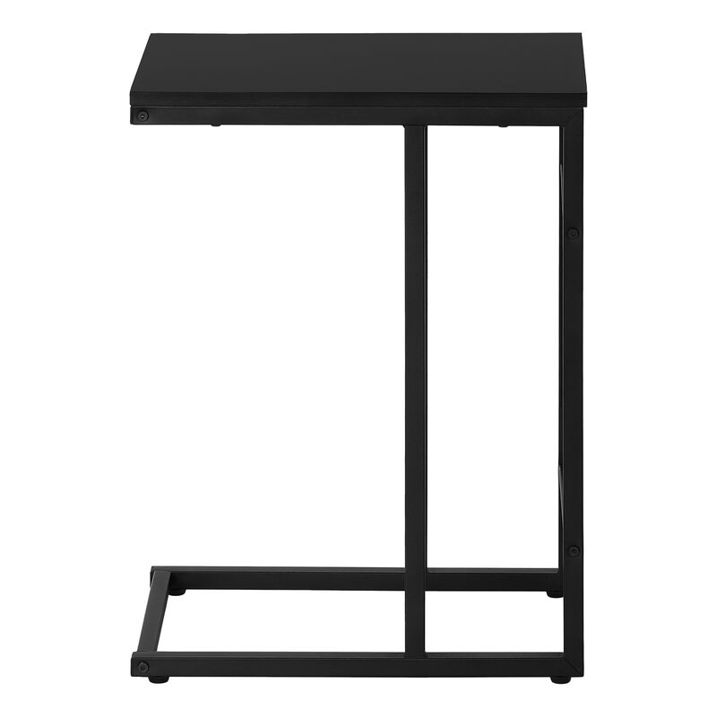 Monarch Specialties I 2170 Accent Table, C-shaped, End, Side, Snack, Living Room, Bedroom, Metal, Laminate, Black, Contemporary, Modern