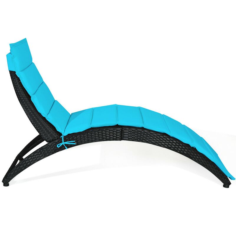 Foldable Patio Lounge Chair with Cushion for Backyard