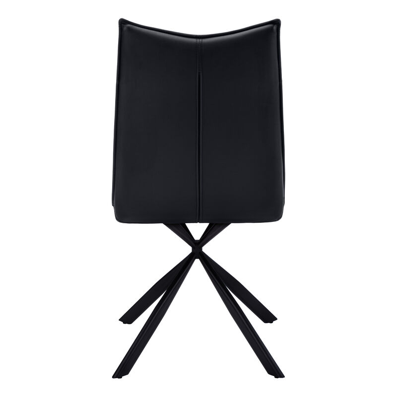 Monarch Specialties I 1215 Dining Chair, Set Of 2, Side, Upholstered, Kitchen, Dining Room, Pu Leather Look, Metal, Black, Contemporary, Modern