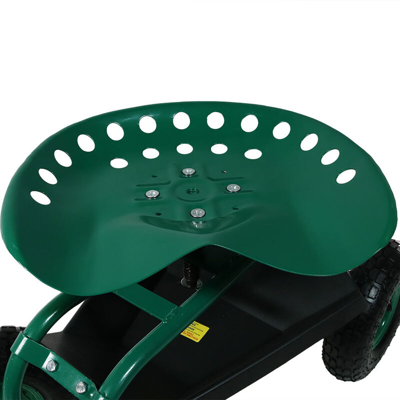 Sunnydaze Steel Rolling Garden Cart with Extended Swivel/Basket
