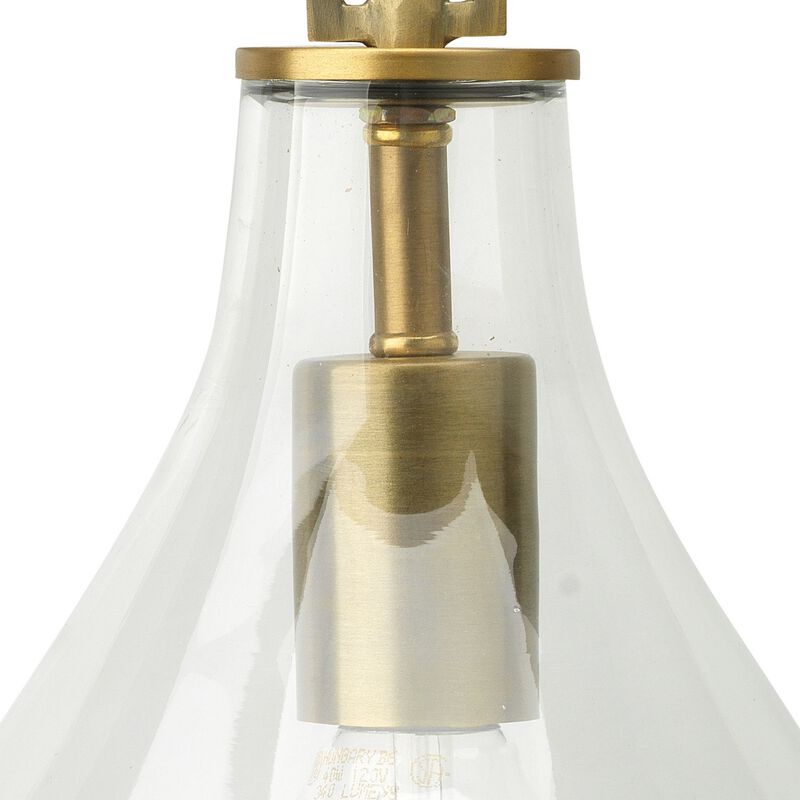 Ada 18 Inch Modern Wall Sconce, Real Blown Glass, 40W Bulb, Brass Finish-Benzara