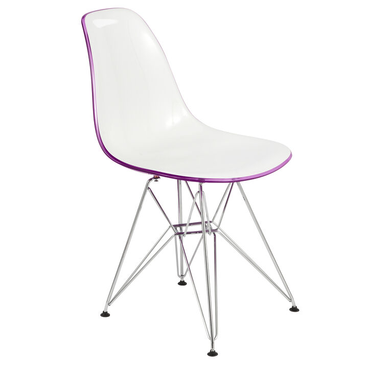 LeisureMod Cresco Molded Eiffel Base Dining Side Chair in Clear