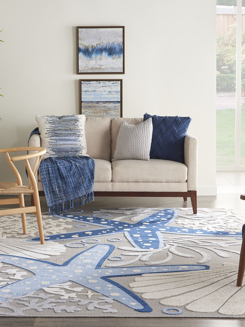 Aloha ALH24 Blue/Gray 6' x 9' Rug