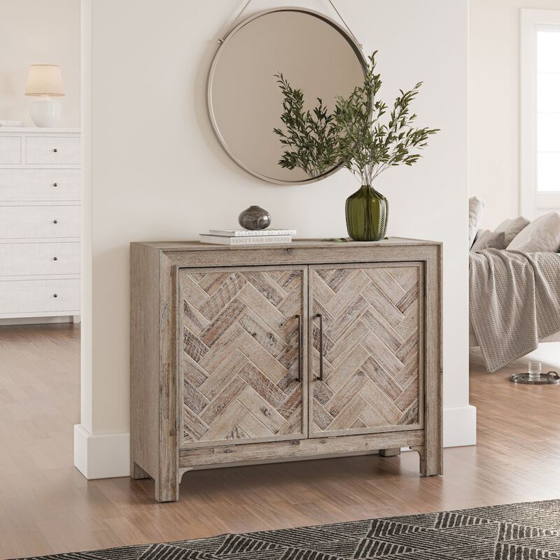 Jofran Gramercy Mid-Century Modern Chevron Two Door 40 Accent Chest