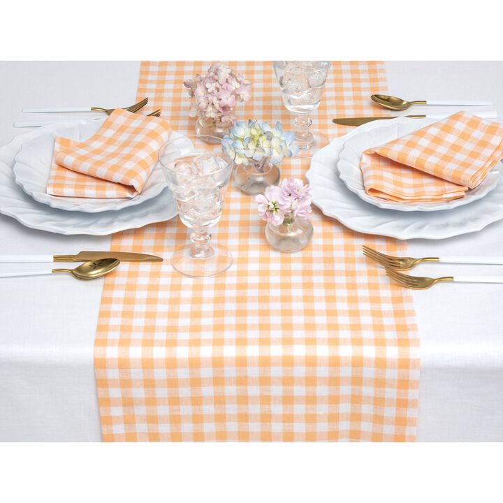 Solino Home 100% Pure Linen Table Runner | Gingham Check