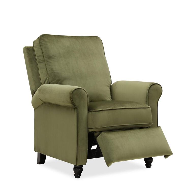 ProLounger Pushback Recliner in Kale Green Velvet