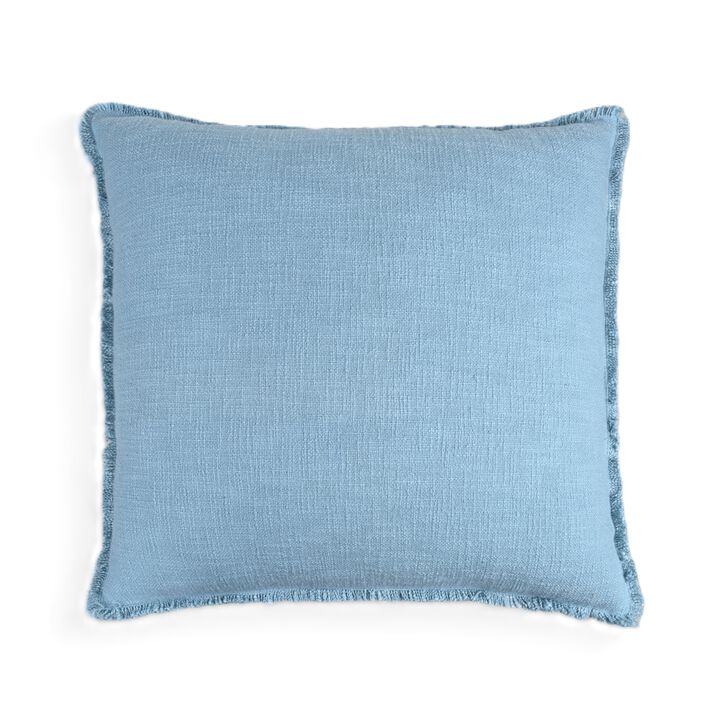 Organic Chic washed textured cotton solid lumbar pillow with frayed edges