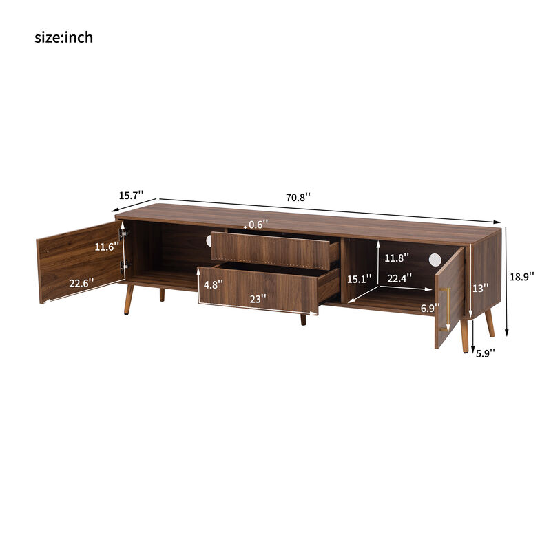 Merax Mid Century Media Console Table TV Stand with 2 Drawers