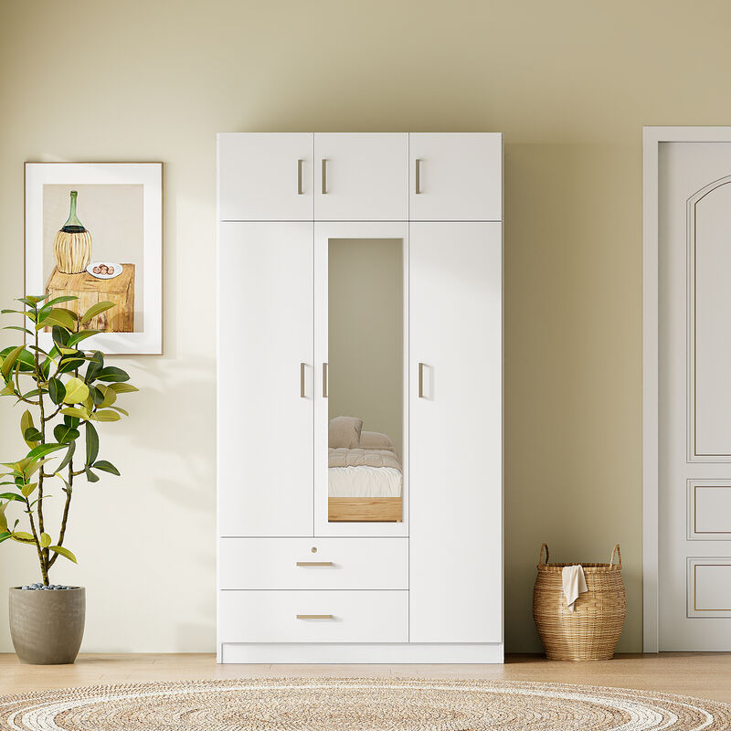 Merax Mirror Wardrobe with 2 Drawers
