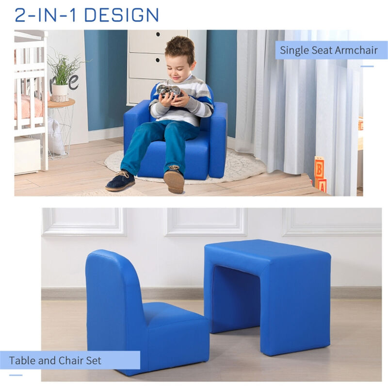 Multifunctional 2-in-1 Kids Sofa, Foldable Sofa Bed for Playroom & Bedroom