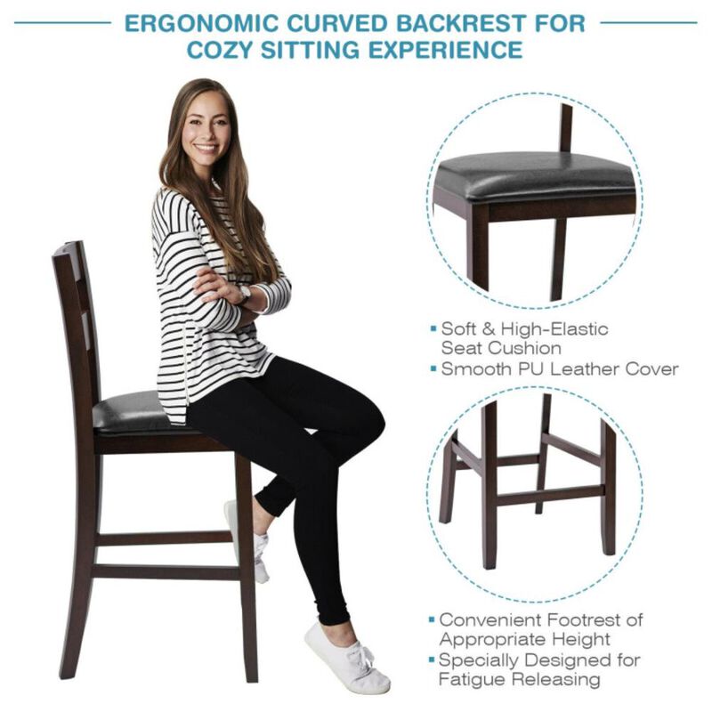 Hivvago 2-Pieces Upholstered Bar Stools Counter Height Chairs with PU Leather Cover
