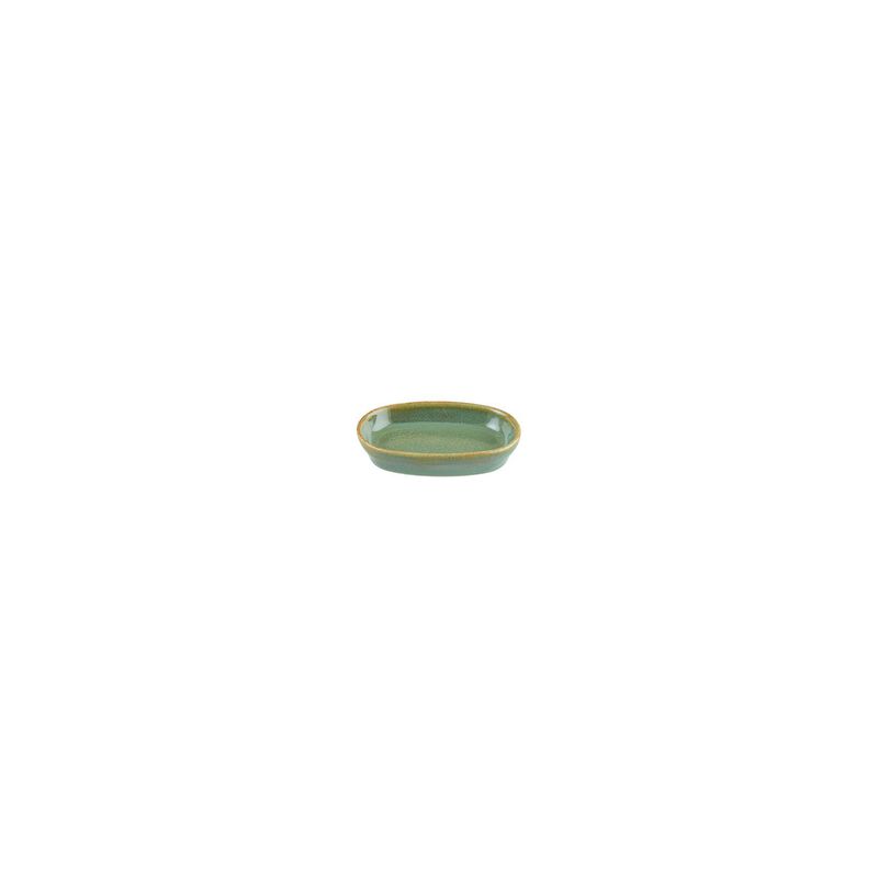 Sage 4" x 2.5" x h:0.75" Oval Green Porcelain Platter (Set of 4)