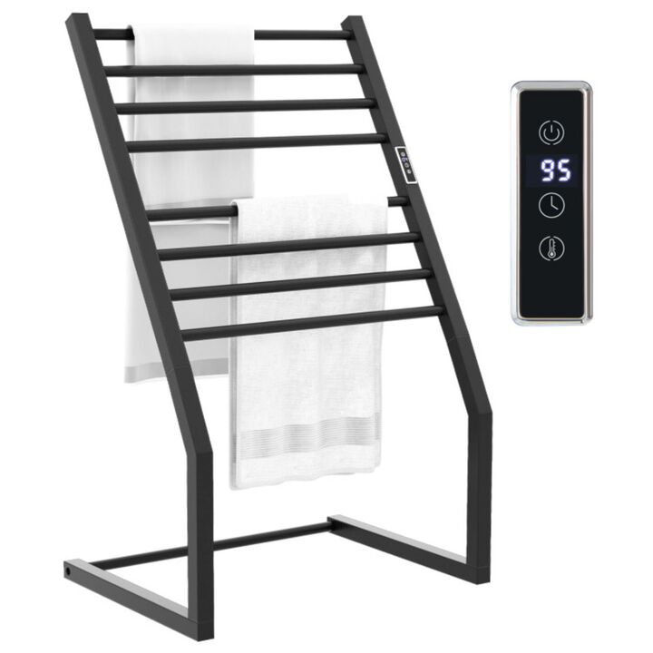 Hivvago 8 Bars Freestanding Wall Mounted Towel Warmer Rack with LED Display