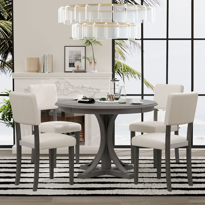 Merax 5-Piece Retro Round Dining Table Set