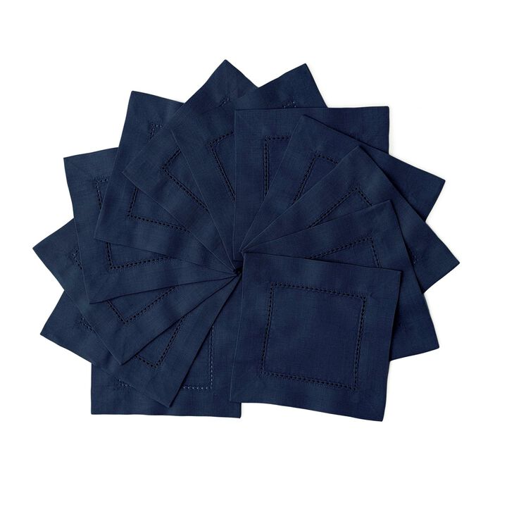 Solino Home Cotton Linen 6 x 6 Inch Cocktail Napkins Set of 13