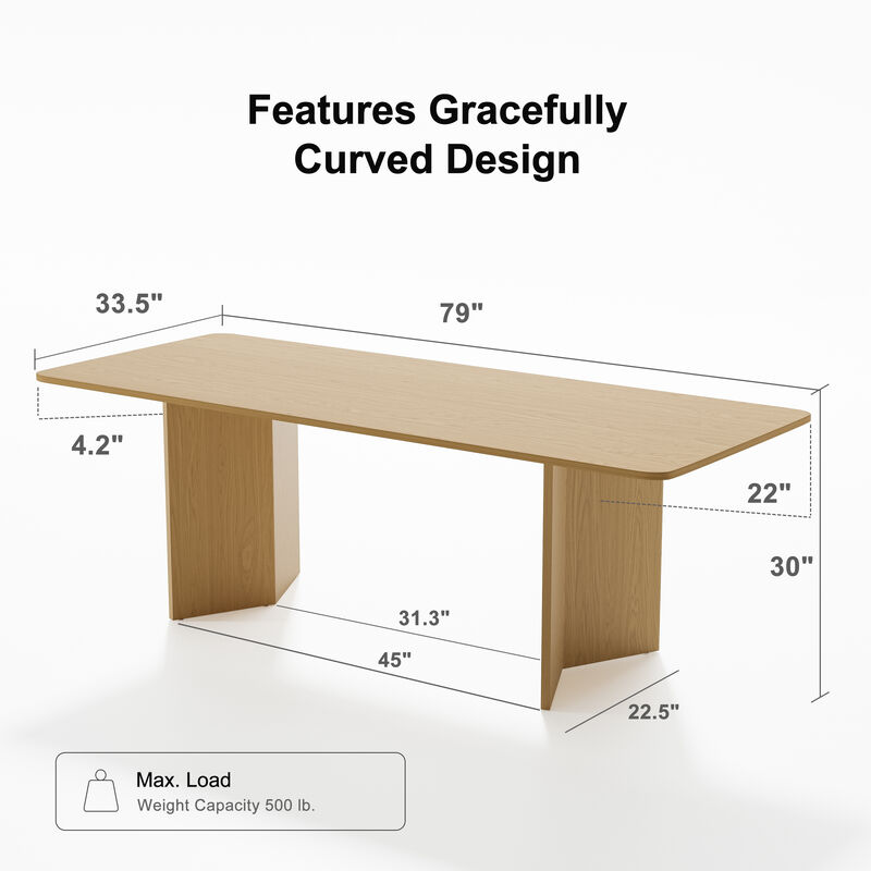 Brix 79V-Shaped Leg Square Wooden Dining Table in Walnut Color