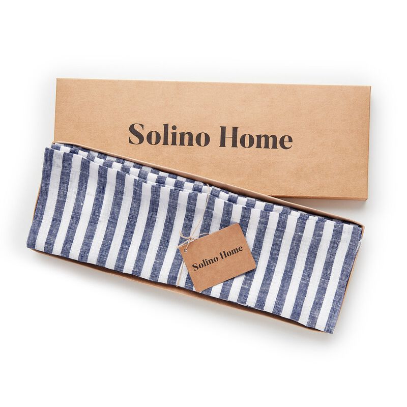 Solino Home 100% Pure Linen 14 x 19 Inch Placemats Set of 4 | Amalfi Stripe