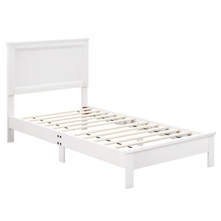 Hivvago Twin Size Wooden Bed Frame with Headboard and Slat Support
