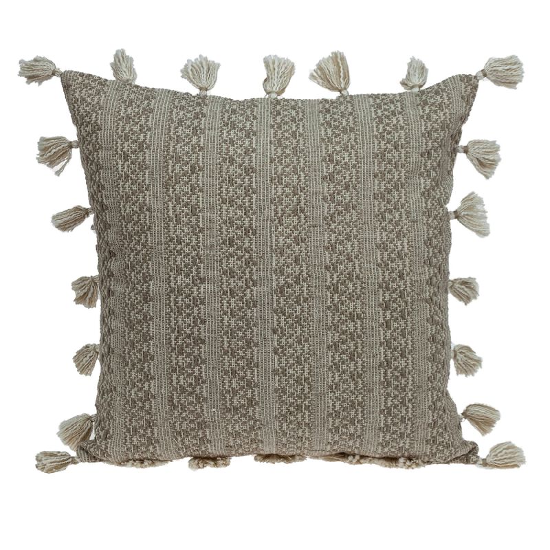 20" Beige Cute Little Tassles Throw Pillow