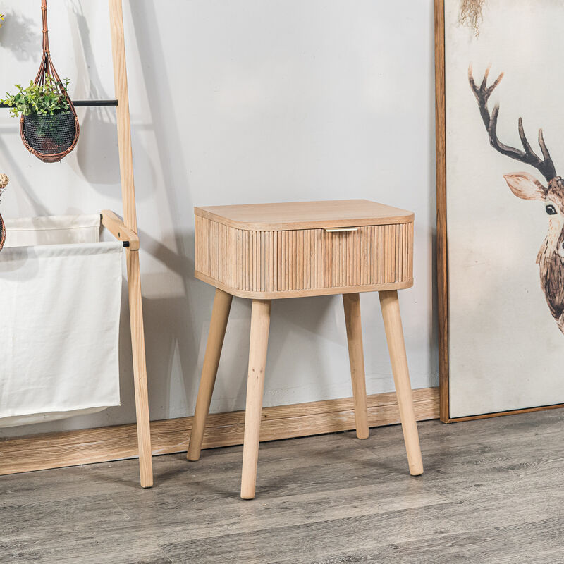 Bedside Table Night Stand Natural Wood