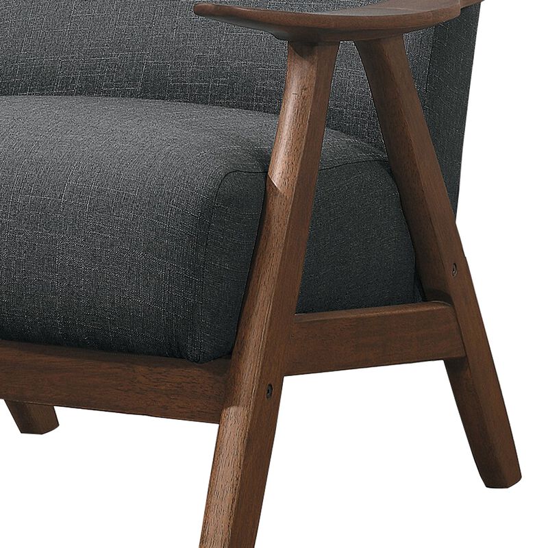 Fabric Upholstered Accent Chair with Curved Armrests, Gray-Benzara