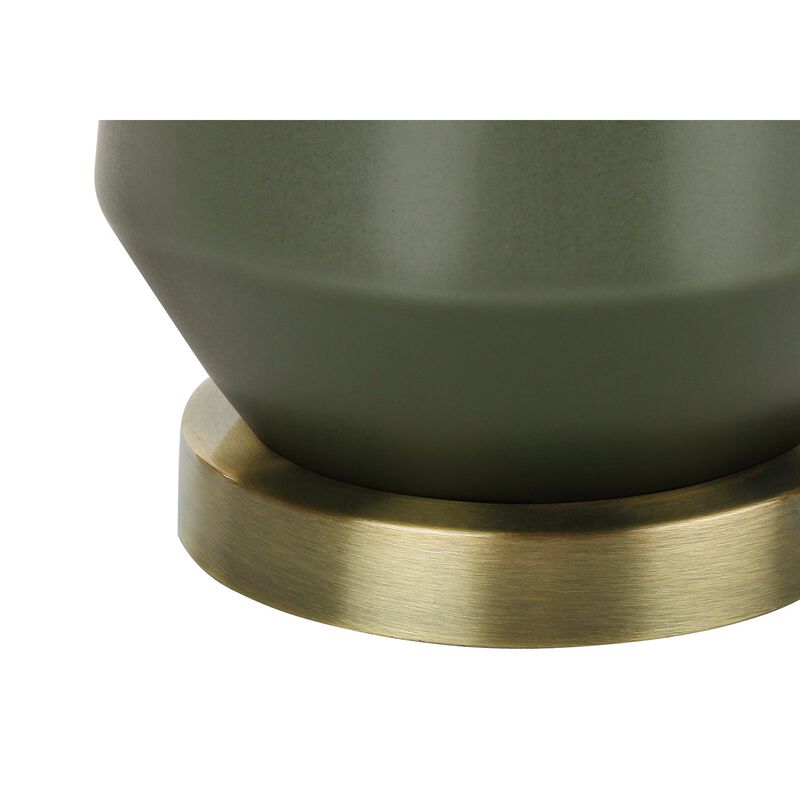 Monarch Specialties I 9624 - Lighting, 26"H, Table Lamp, Green Ceramic, Ivory / Cream Shade, Contemporary