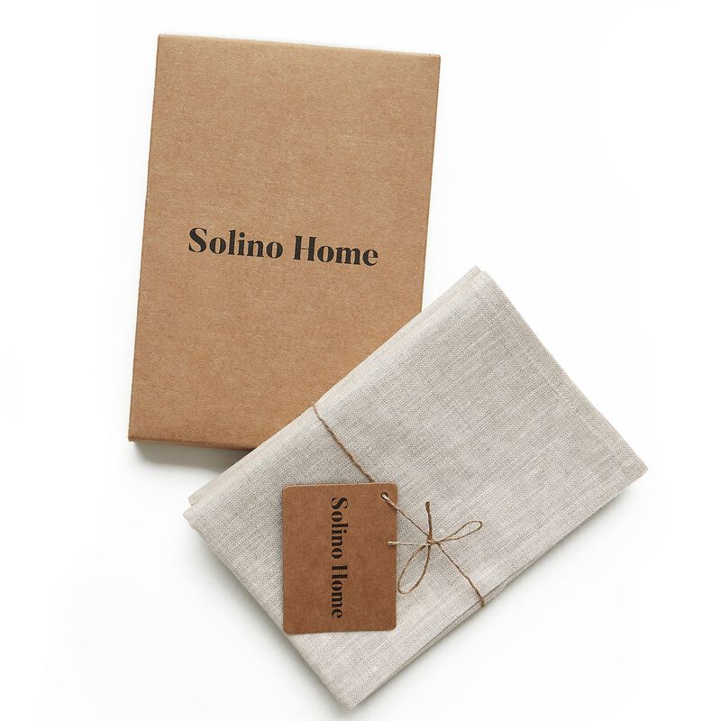 Solino Home 100% Pure Linen Kitchen Towels Set of 2 - 17 x 26 Inch | Athena
