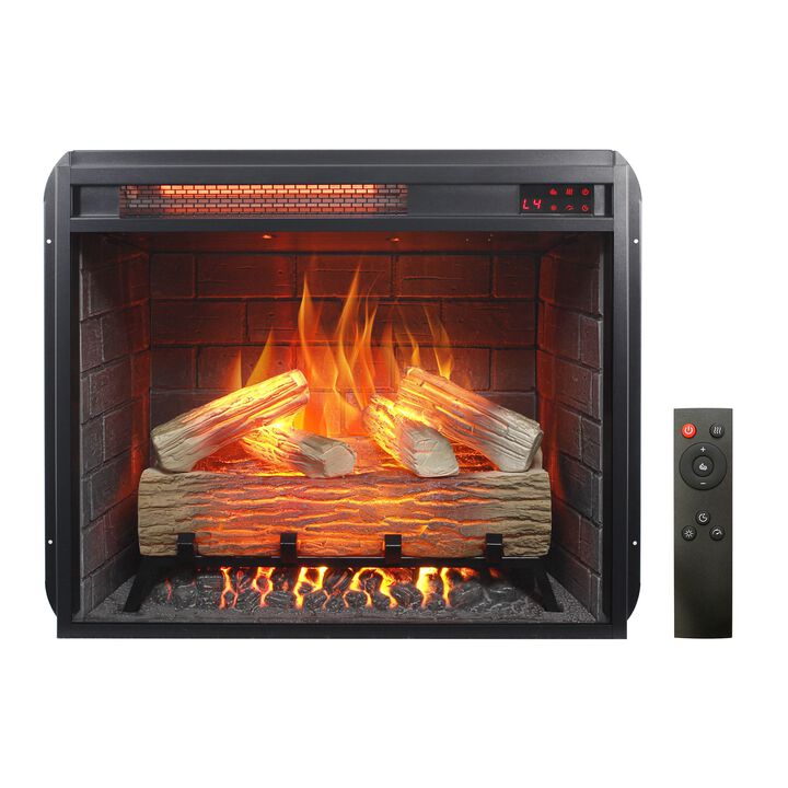 Mondawe 23 Inch Infrared Heating Electric Fireplace Insert with Log Set & Realistic Flame, Remote Control with Timer, Overheating Protection Mondawe 23 Inch Infrared Heating Electric Fireplace Insert with Log Set & Realistic Flame, Remote Control with Timer, Overheating Protection