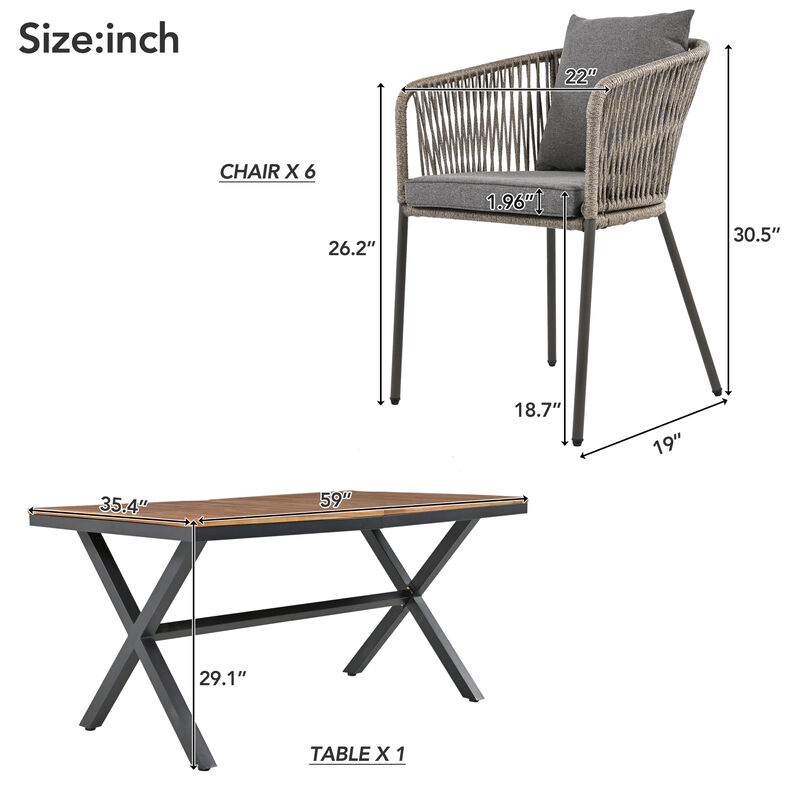 Merax All-Weather Outdoor 7 Pieces Patio Dining Set