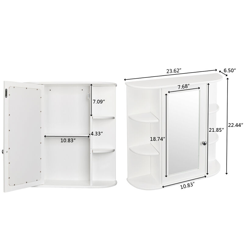 3-Tier Single Door Mirror Bathroom Wall-Mounted Cabinet Space-Saving Shelf for Stylish Bathroom Organization
