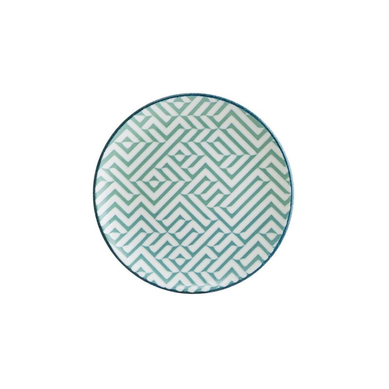 Chevron dia.10" Round Decorated Porcelain Plate (Set of 4)