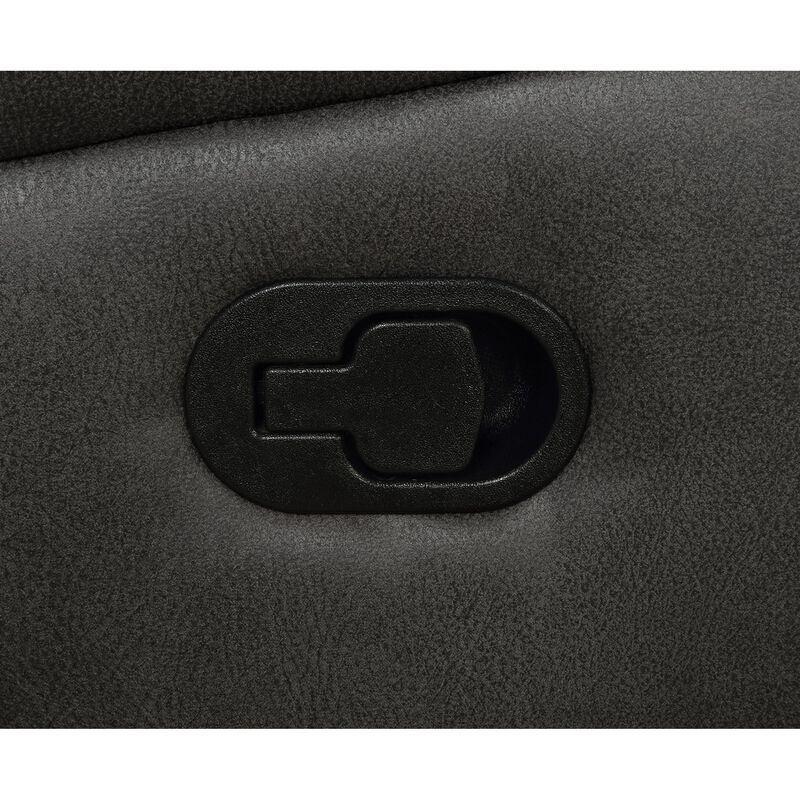 Lenard 41 Inch Manual Gliding Recliner, Piped Details, Charcoal Gray, Black-Benzara