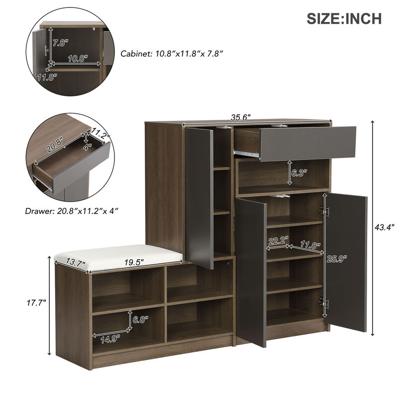 Merax Multi-functional Shoe Rack Bench with Padded Seat