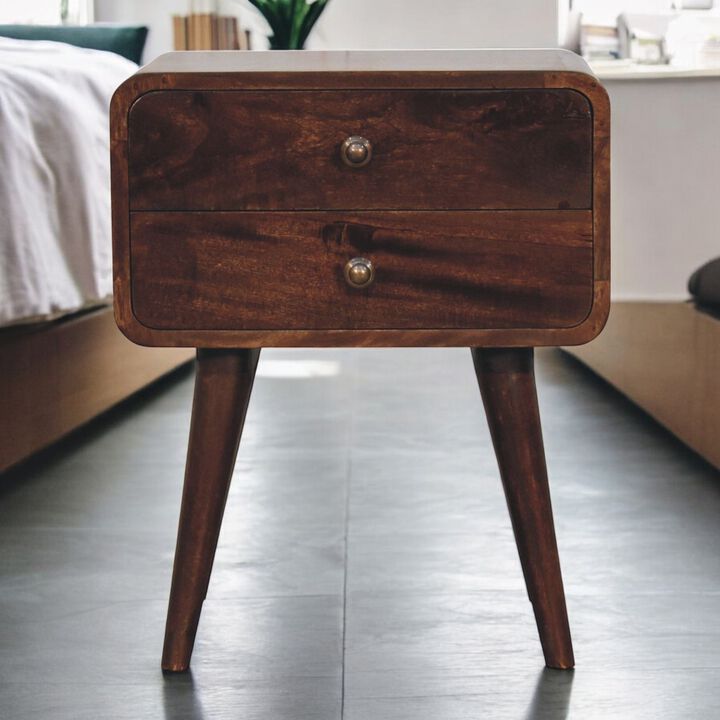 Artisan Furniture Solid Wood Curved California Walnut Bedside