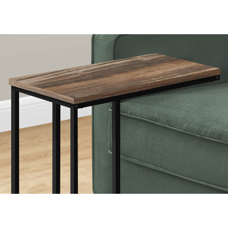 Monarch Specialties I 3764 Accent Table, C-shaped, End, Side, Snack, Living Room, Bedroom, Metal, Laminate, Brown, Black, Contemporary, Modern