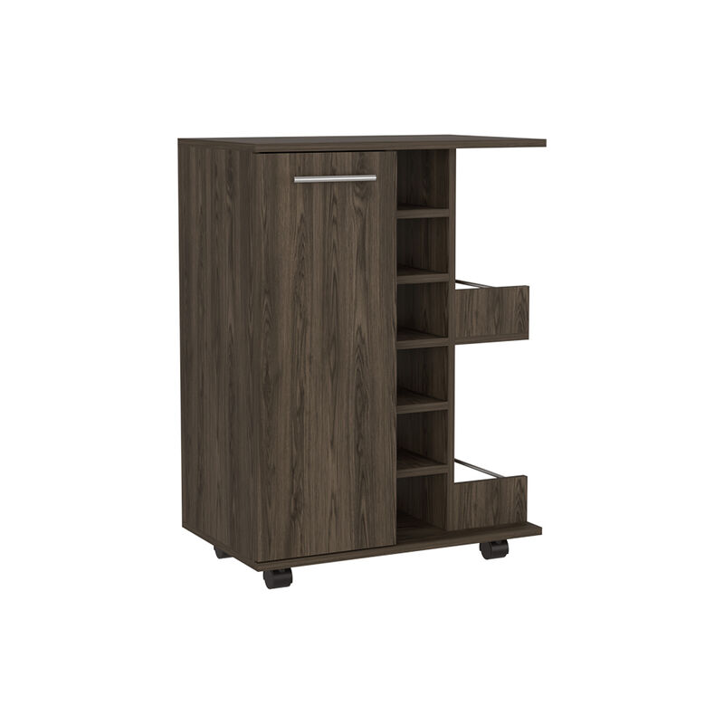 Bar Cart Wells, Living Room, Dark Walnut
