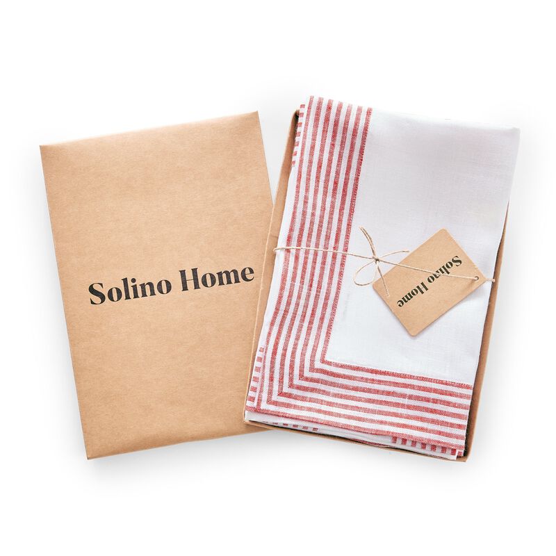 Solino Home 100% Pure Linen Dinner Napkins 20 x 20 Inch Set of 4 | Lucca