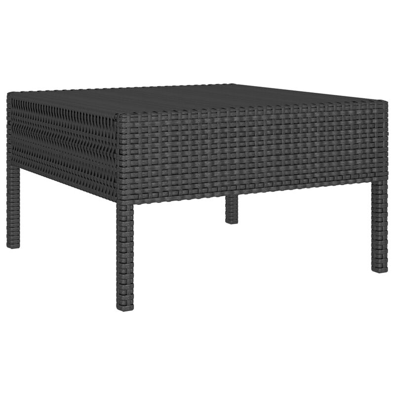 Doja 3pc Outdoor Loveseat and Coffee Table Set, Black Rattan, White - Benzara