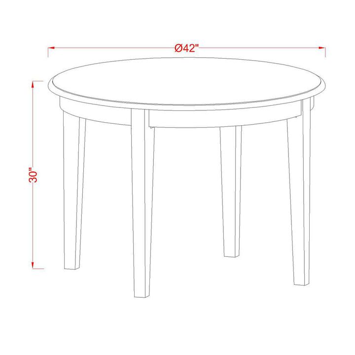 East West Furniture Boston  table  42  Round  with  4  tapered  legs