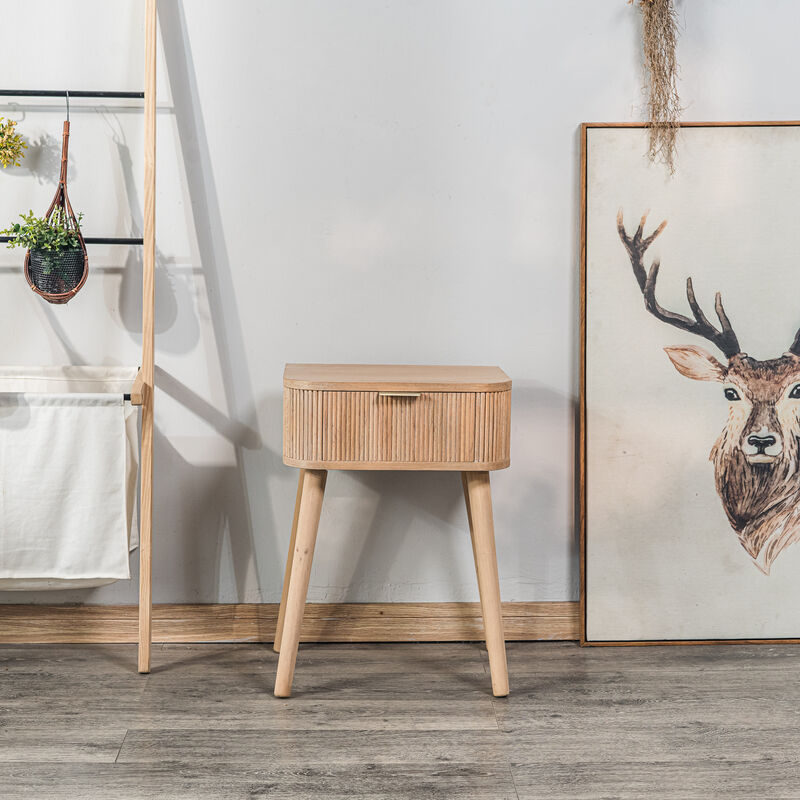 Bedside Table Night Stand Natural Wood