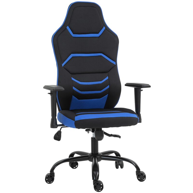 Blue Racing Office Chair: High Back, Tilt, Adjustable Armrest