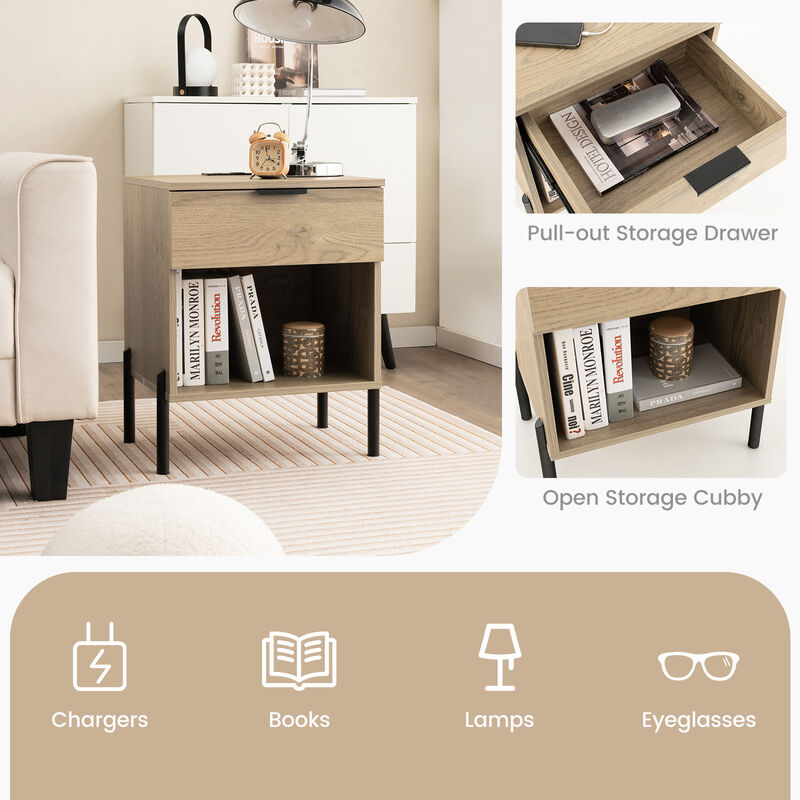 Modern Nightstand with Charging Station