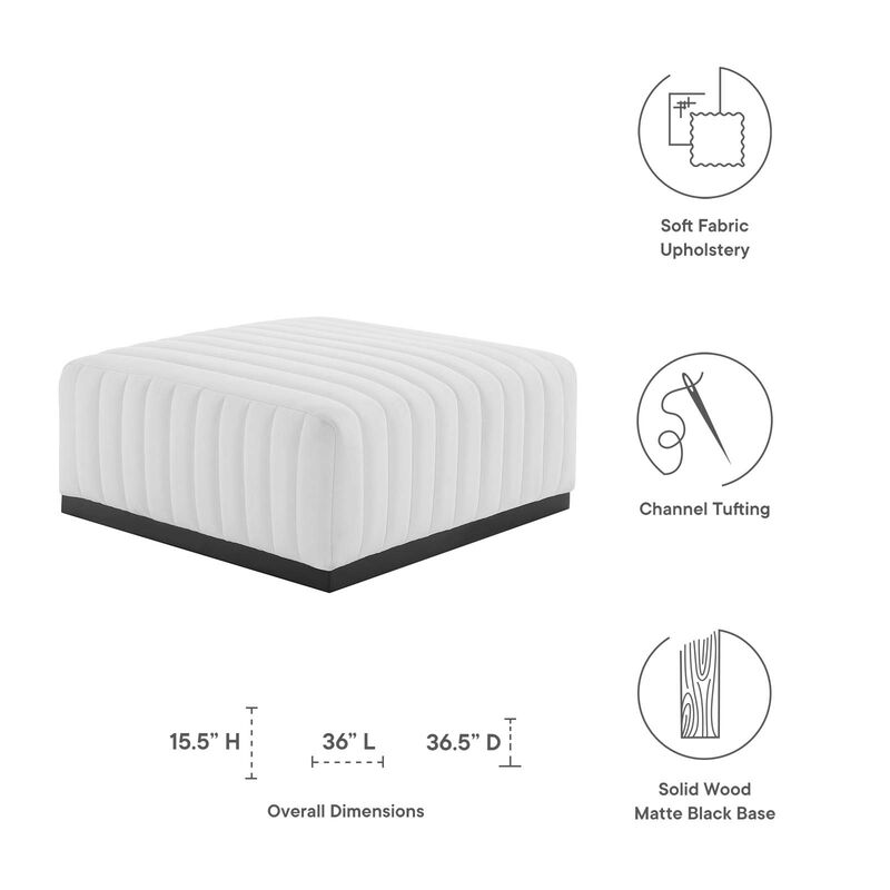 Conjure Channel Tufted Upholstered Fabric Ottoman