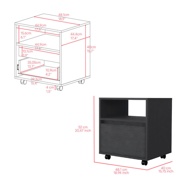 Nightstand Munyochi, Bedroom, Black