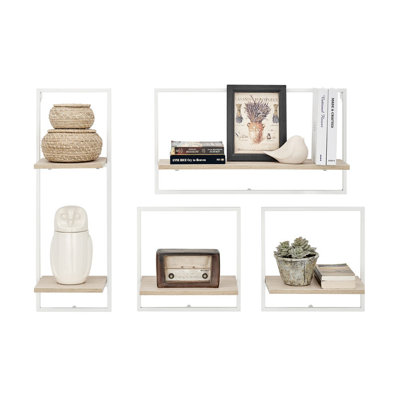Framed Wall Art 4-Piece Modern Shelf Set with Metal Frame