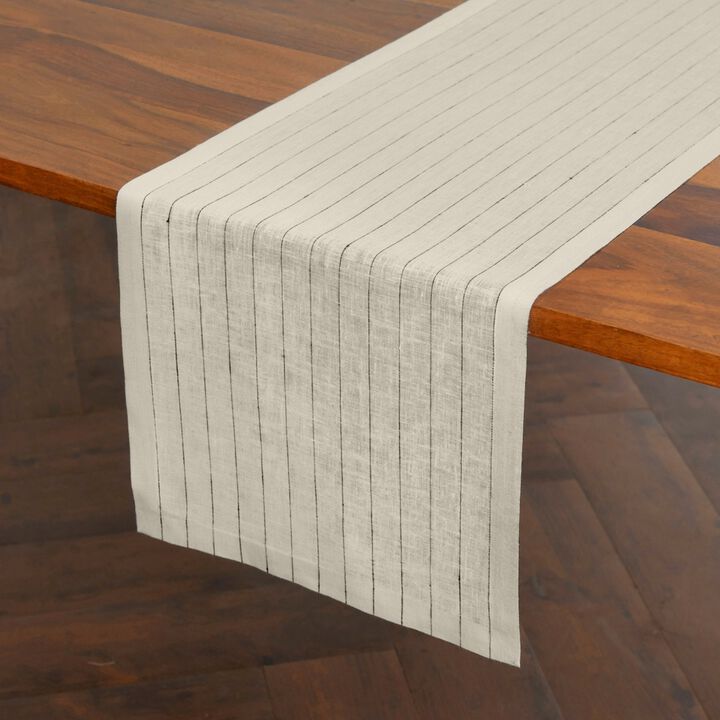 Solino Home 100% Pure Linen Table Runner | Pinstripe
