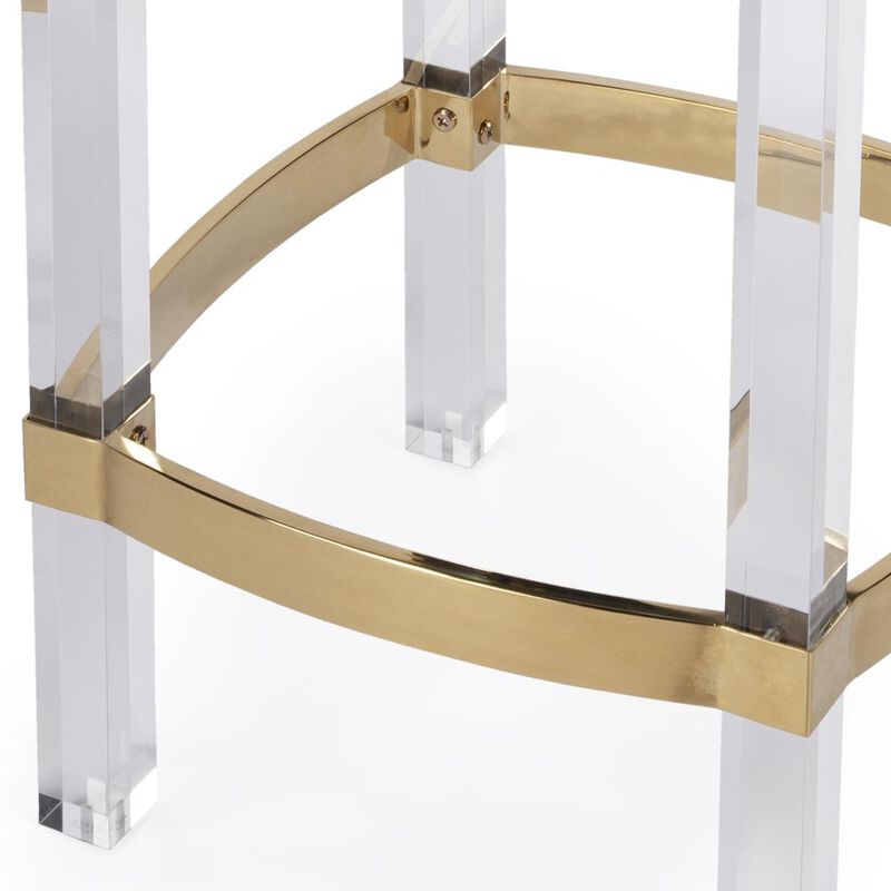 Butler Specialty Company Jordan Acrylic & Polished Brass 24 Counter Stool, White
