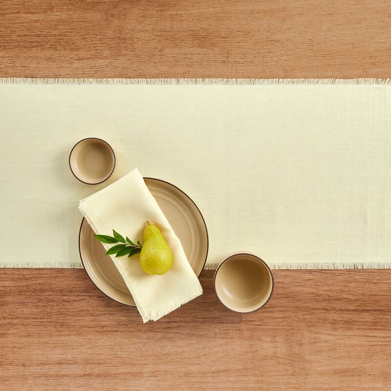 Solino Home 100% Pure Linen Table Runner 14 x 108 Inch | Fringe
