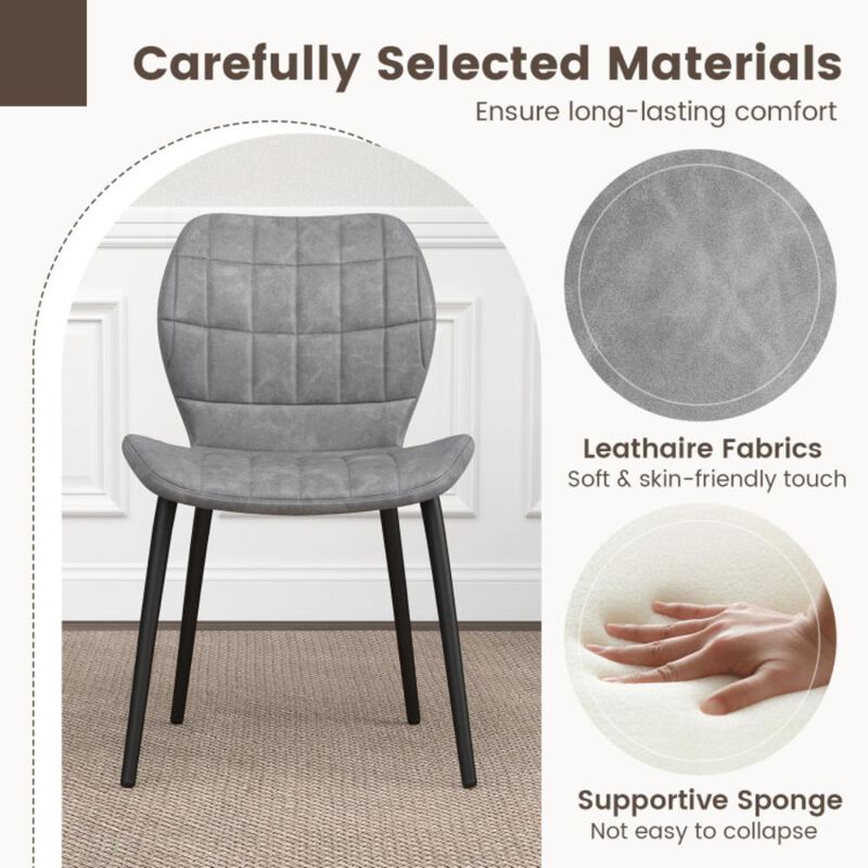 Hivvago Dining Chairs Set of 2 with Padded Back, Metal Legs and Adjustable Foot Pads